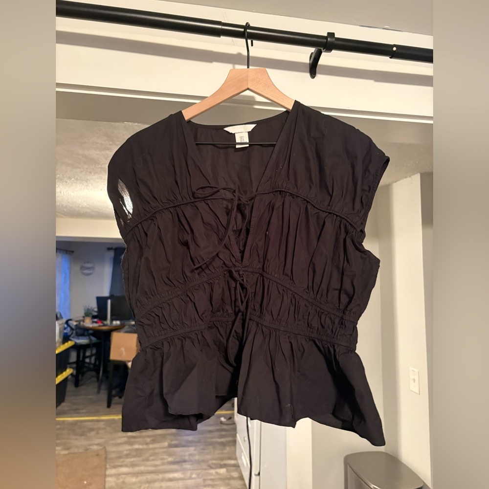 H&M Black Ruched Blouse